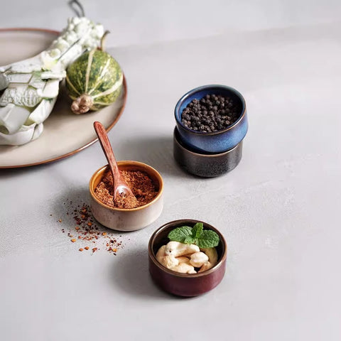 Japanese Underglaze Ceramic Seasoning Bowl – Handmade Mini Dipping Set