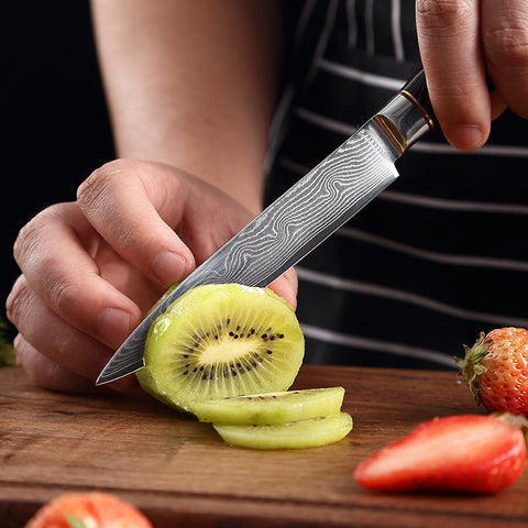 Damascus Steel Utility Knife – 12.3 cm Blade, 60±2 HRC (Patterned)