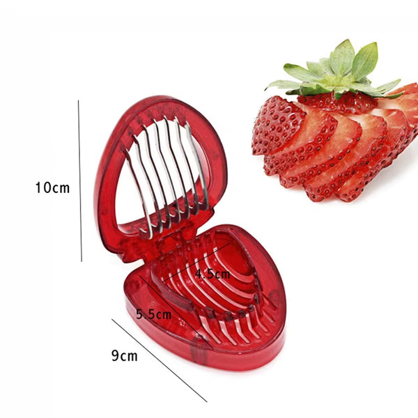 2Pc/ Set Kitchen Fruit Gadget Tools Strawberry Slicer Cutter Strawberry Corer Strawberry Huller Leaf Stem Remover