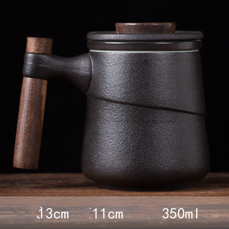 Ceramic Wooden Handle Tea Cup