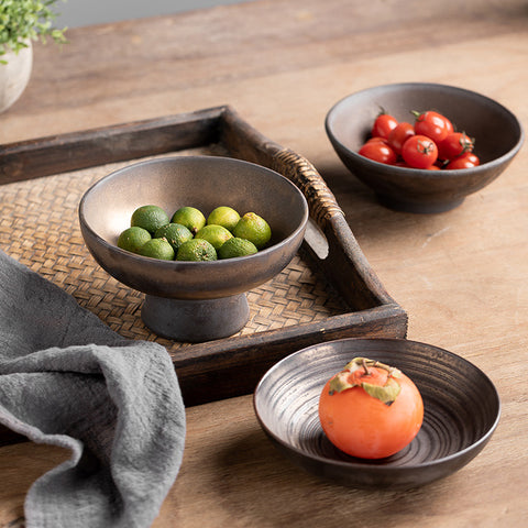 Rustic Bronze-Effect Porcelain Bowl Collection