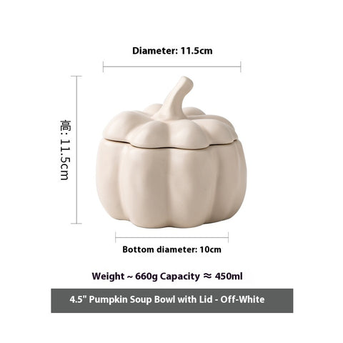 Porcelain Pumpkin Bowl with Lid – Matte Glaze, Microwave-Safe
