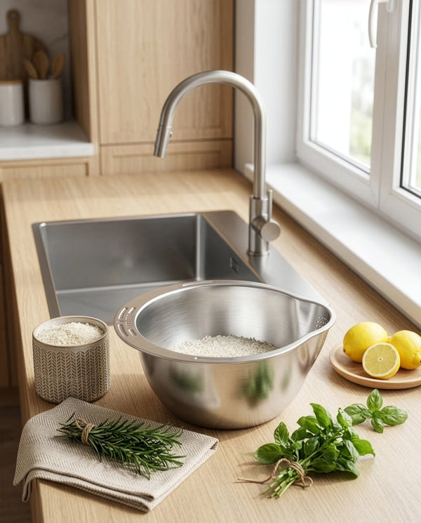 Slow Melt Stainless Rice Washer Bowl · 24 cm — Wudy Kitchen, image 3