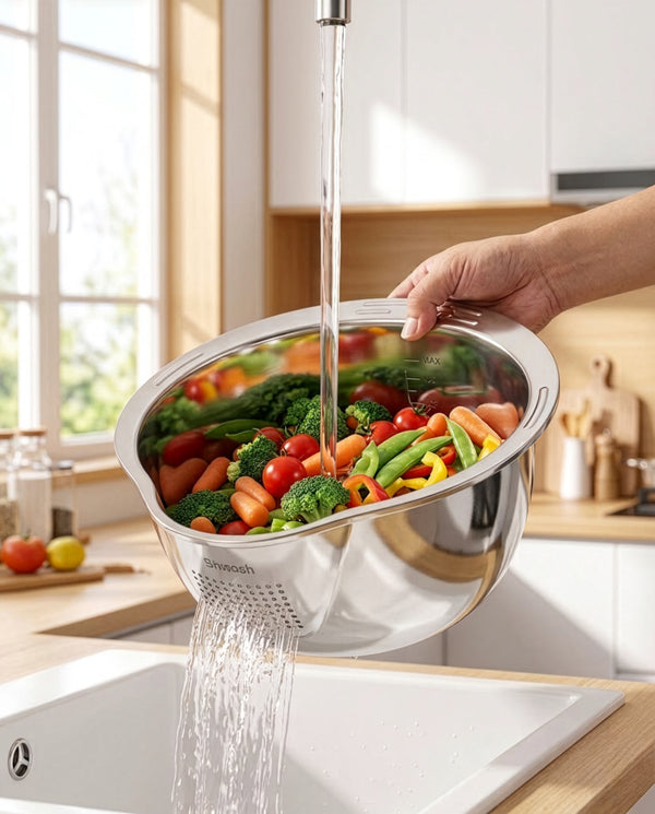 Slow Melt Stainless Rice Washer Bowl · 24 cm — Wudy Kitchen, image 1