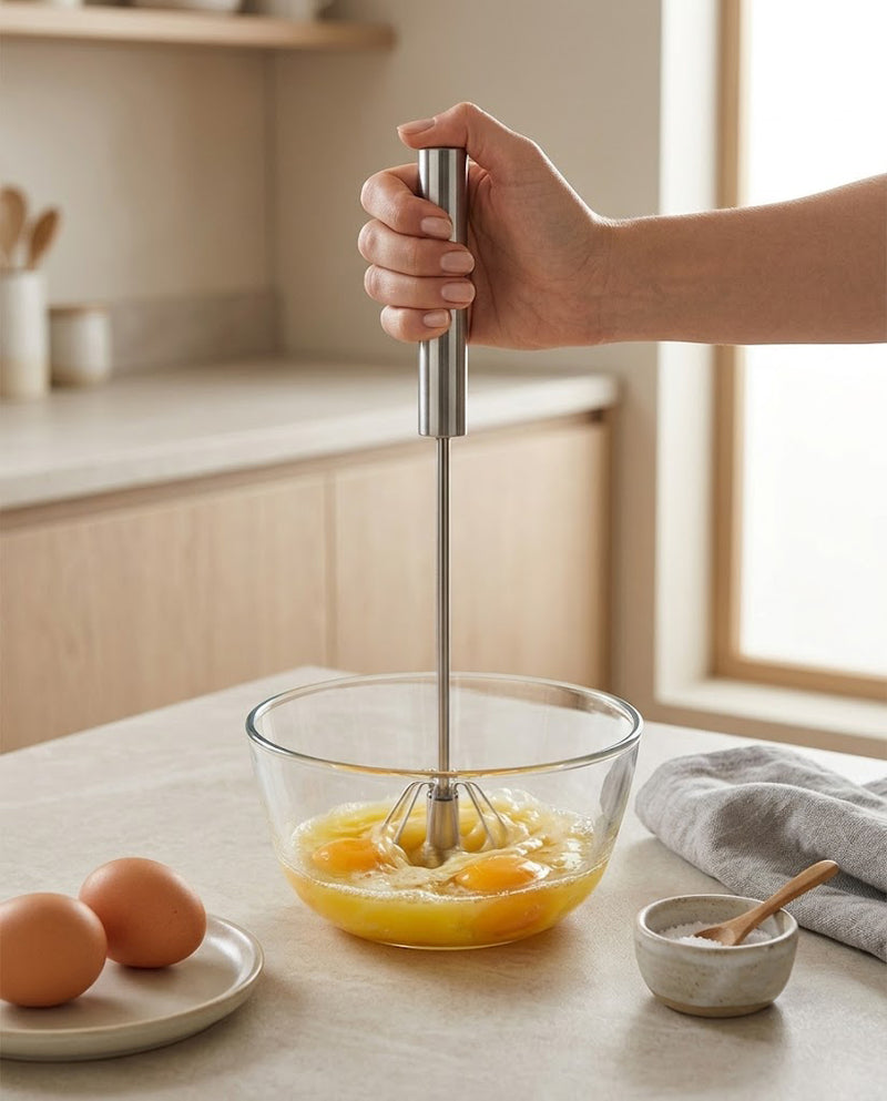 Stainless Steel Rotary Push Whisk