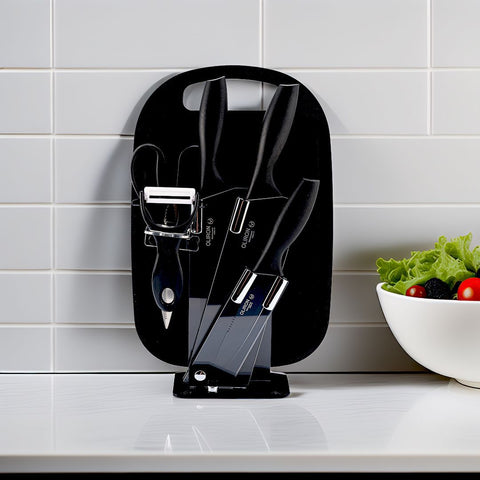 7-Piece Stainless Steel Knife Set – Modern Kitchen Set with Cutting Board