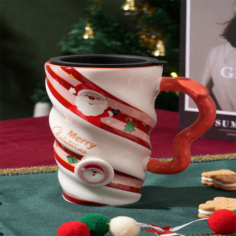 Christmas Ceramic Mug 440ml – Festive Couple Cup for Home & Office