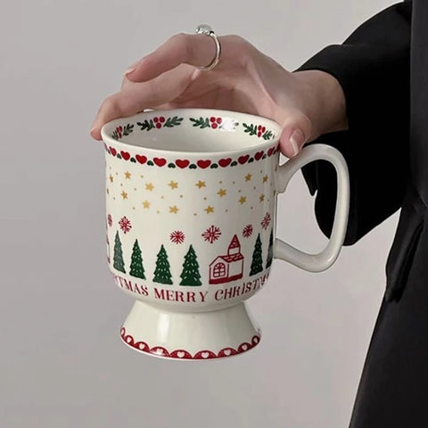 Christmas Cartoon Graffiti Ceramic Coffee Cup