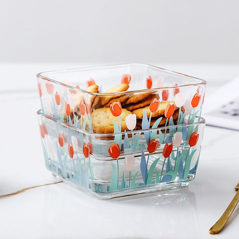 Small Square Glass Bowl – Elegant Dessert & Snack Serving Dish