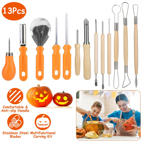 13-Piece Halloween Pumpkin Carving Kit – Stainless Steel