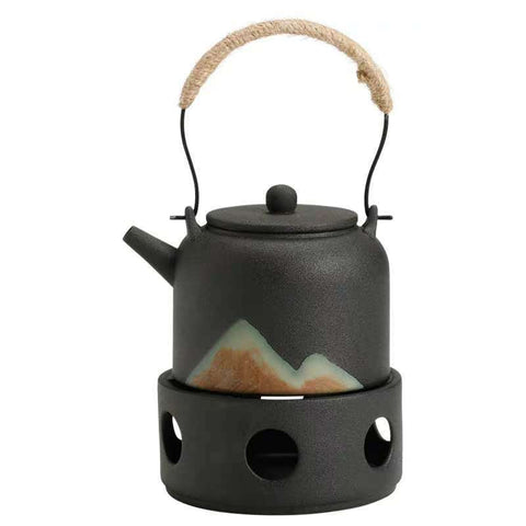 Ceramic Loop-Handled Teapot with Tea Stove – 350ml | Black / White