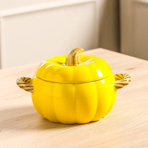 Pumpkin Ceramic Soup Bowl with Lid