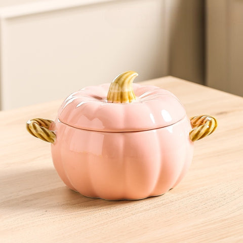 Pumpkin Ceramic Soup Bowl with Lid