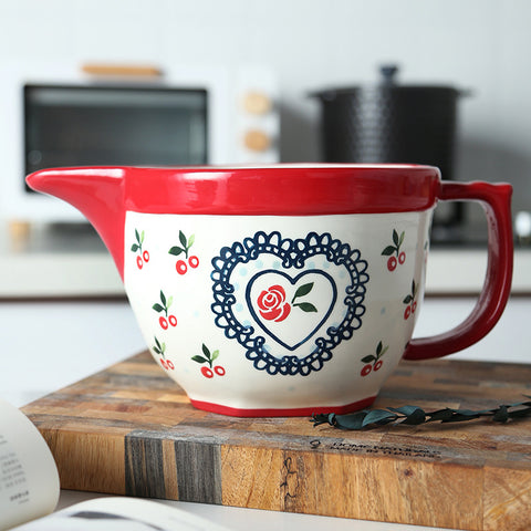 Vintage Porcelain Mixing Bowl | Handmade Underglaze Design