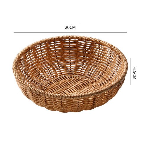 Handwoven Natural Rattan Round Serving Basket Set