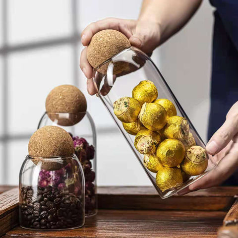 3-Piece Glass Storage Jar Set with Cork Lid