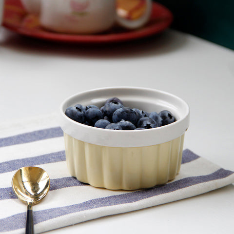 250ml Ribbed Ceramic Ramekin Bowl