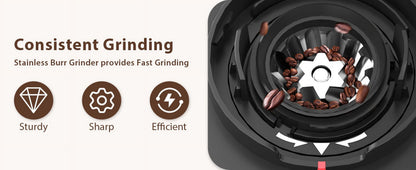 Burr Coffee Grinder,  Coffee Grinder with 25 Grind Setting, Electric 2-12-Cup Coffee Grinder