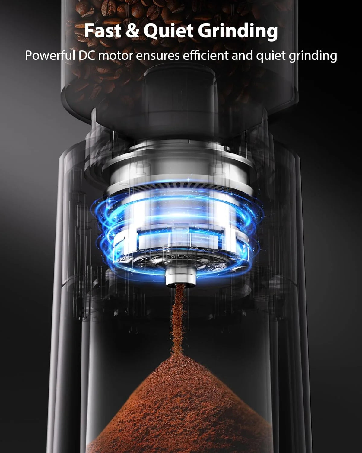 Burr Coffee Grinder,  Coffee Grinder with 25 Grind Setting, Electric 2-12-Cup Coffee Grinder