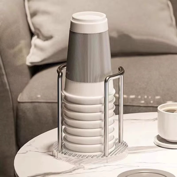 Household Disposable Cup Holder Luxury Storage Organizer Water Tea Cups Dispenser Rack Shelf with Longer Stick Mug Display Stand