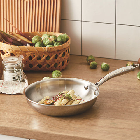 Thick 304 Stainless Steel Non-coated Frying Pan