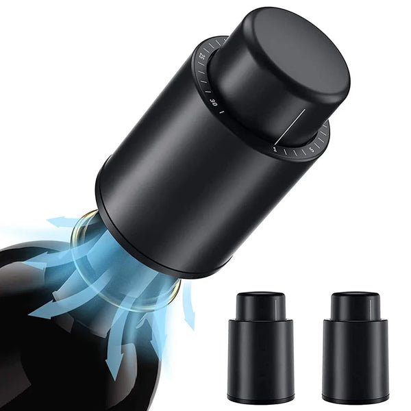 Vacuum Wine Bottle Cap Stopper Sealed Storage Vacuum Memory Wine Stopper Push Style Bar Tools Barware Wine Cork Black