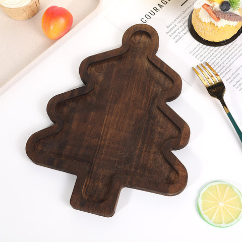 Wooden Christmas Tableware Tray – Tree & Hat Shaped Serving Plate