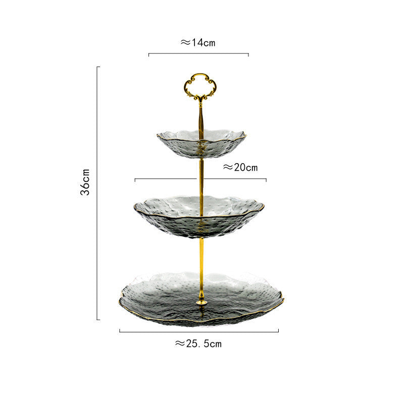 Golden Lace Crystal Glass Tiered Serving Stand