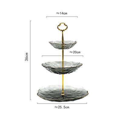 Golden Lace Crystal Glass Tiered Serving Stand