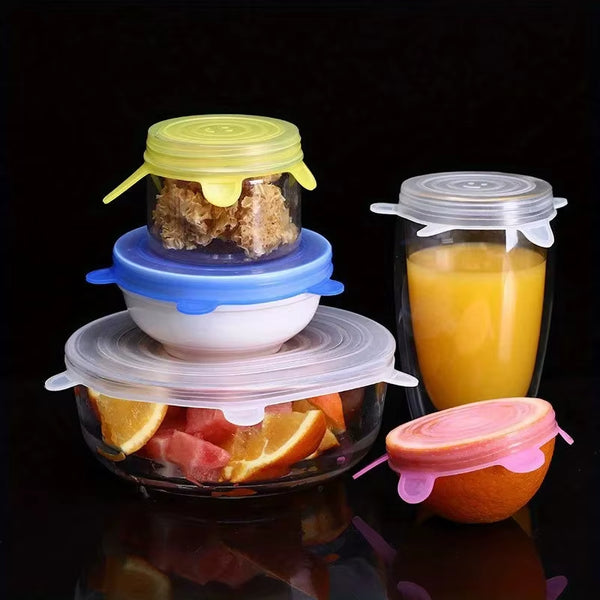 Kitchen Microwave Food Covers Bowl Caps Elastic Silicone Lid Cap Universal Adaptable Lids Silicone Cover Stretch Lids