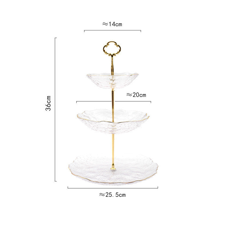 Golden Lace Crystal Glass Tiered Serving Stand