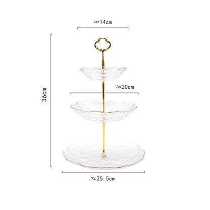 Golden Lace Crystal Glass Tiered Serving Stand