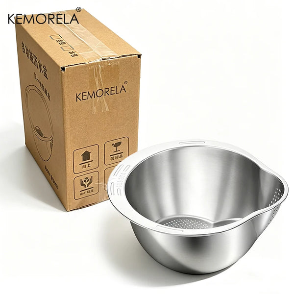 Rice Washer Strainer Bowl Stainless Steel 304 Rice Washing Bowl Rice Sieve Colander Fruit and Vegetable Strainer Kitchen Tools