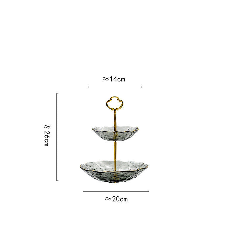 Golden Lace Crystal Glass Tiered Serving Stand
