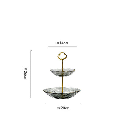 Golden Lace Crystal Glass Tiered Serving Stand