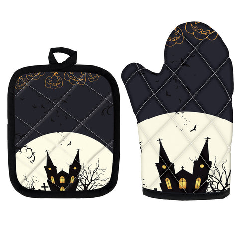 Halloween Heat Resistant Oven Mitts & Pot Holder Set