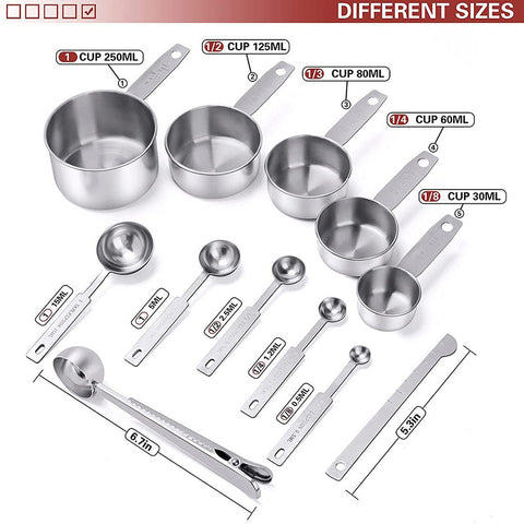 13-Piece Stainless Steel Measuring Cups & Spoons Set
