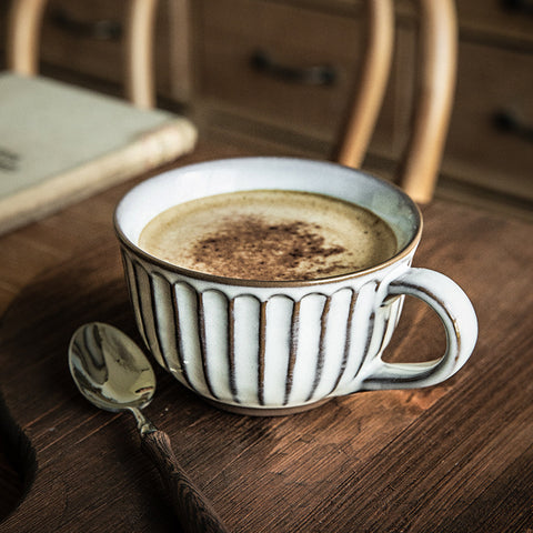 Embossed White Porcelain Breakfast Cup