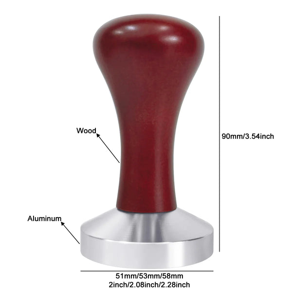 51Mm 53Mm 58Mm Espresso Tamper Coffee Barista Flat Base Coffee Tampers with Wood Handle