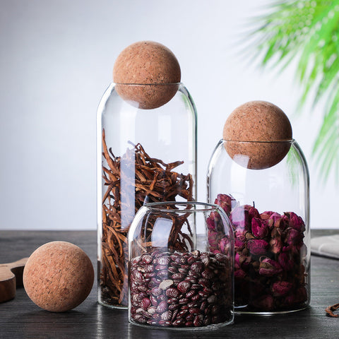3-Piece Glass Storage Jar Set with Cork Lid