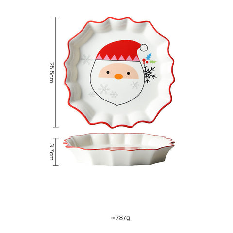 Christmas Porcelain Plate – Red Edge Underglaze Holiday Design