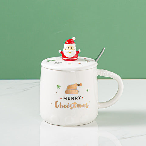 Christmas Ceramic Mug 500ml – Santa Lid & Spoon Holiday Gift Cup