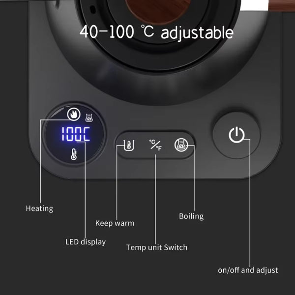 Electric Gooseneck Kettle 900ML Hand Brew Coffee Pot Smart Teapot Temperature Control Pot Rapid Heating Kettle 110V/220V