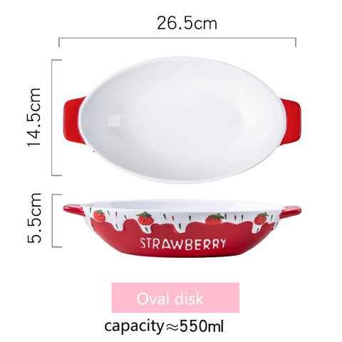 Strawberry Porcelain Baking Dish – Oval & Rectangular Variants