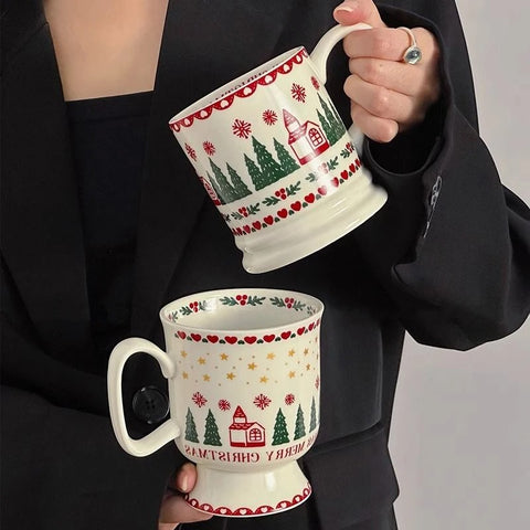 Christmas Cartoon Graffiti Ceramic Coffee Cup