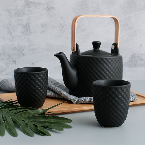 Wudy Kitchen — Modern Style Luxury Tea Set with Stand (1 Pot + 6 Cups)