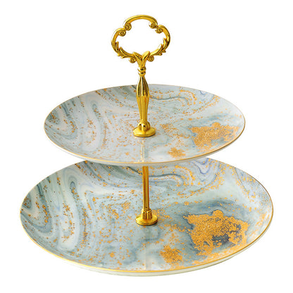 Ceramic Dessert Stand – Luxury Gold Marble Design