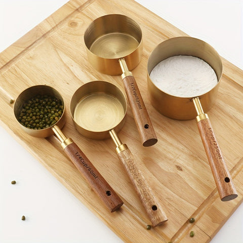 8-Piece Stainless Steel & Acacia Measuring Set