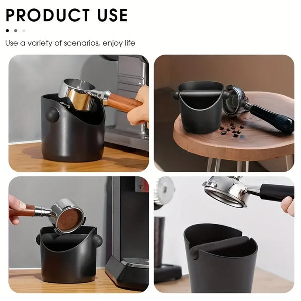 Shock-Absorbent Coffee Knock Box Anti-Slip Espresso Dump Bin for Coffee Grounds with Removable Knock Bar Coffee Grind Waste Bin