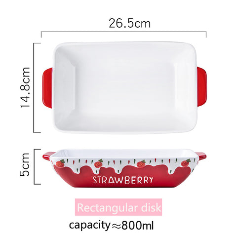 Strawberry Porcelain Baking Dish – Oval & Rectangular Variants